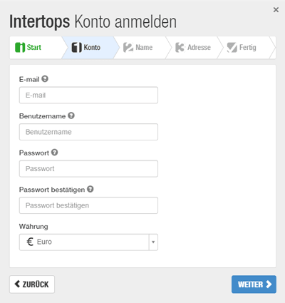 Intertops Registrierung