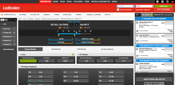 Ladbrokes Livewetten Neu