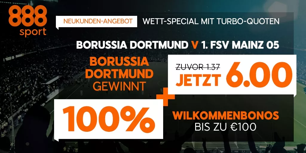 Top-Quote für Neukunden auf Borussia Dortmund bei 888sport
