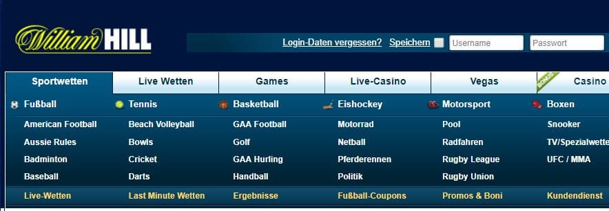 William Hill Sportwetten William Hill Sportwetten