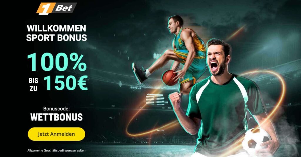 1bet gutscheincode - Angebot: 100% bis zu 150 € mit 1Bet Gutscheincode WETTBONUS