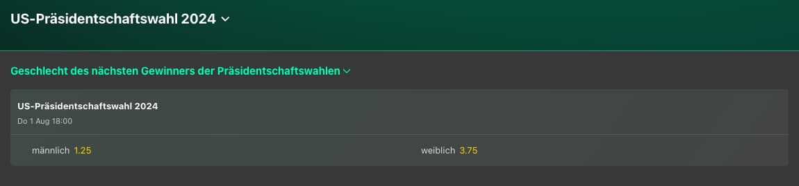 Welches Geschlecht hat der nächste US Präsident? Quoten