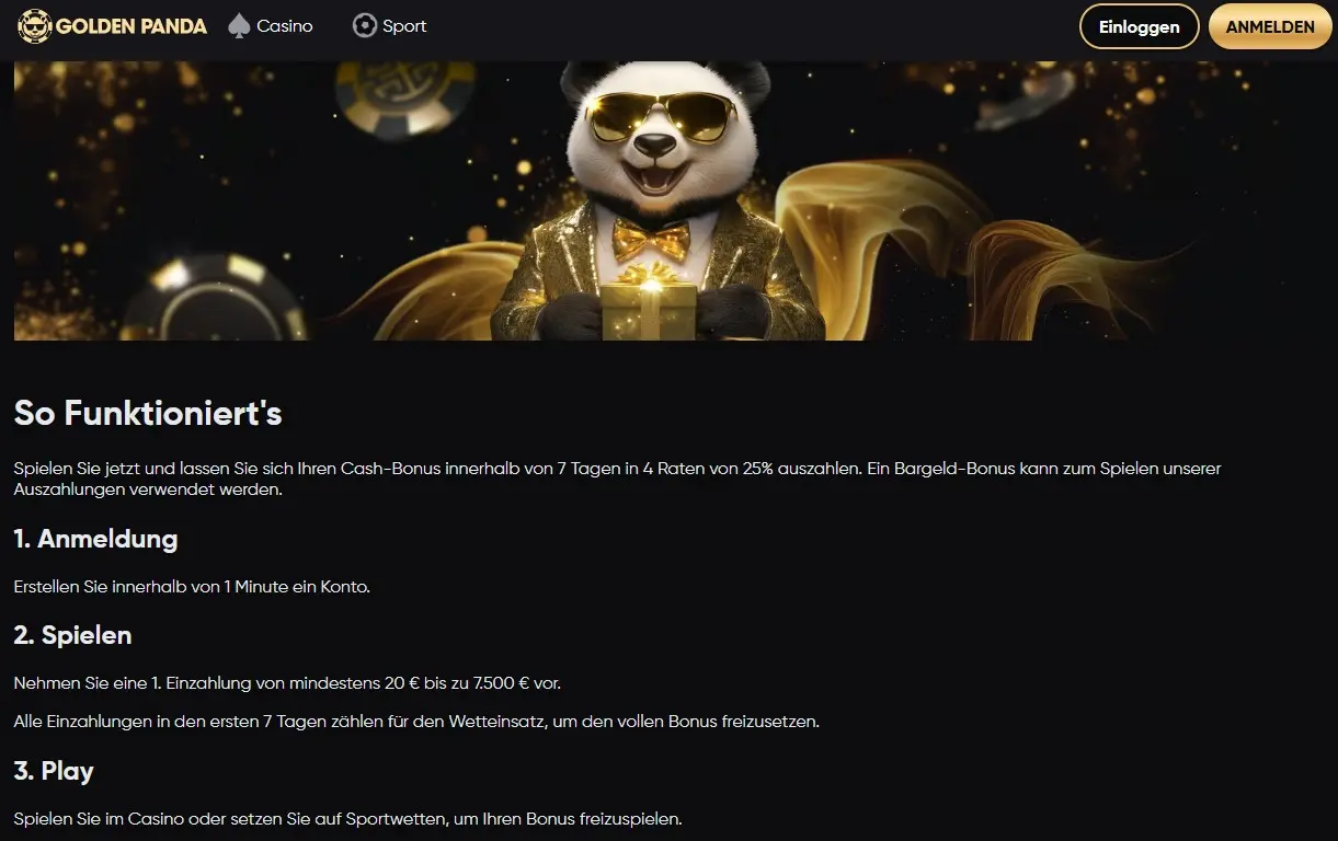 Golden Panda Willkommensbonus