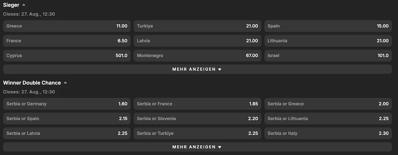 Basketball EM-Sieger Wetten bei Betblast