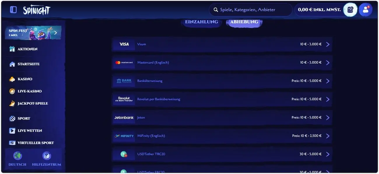 Spinight Auszahlung Erfahrung