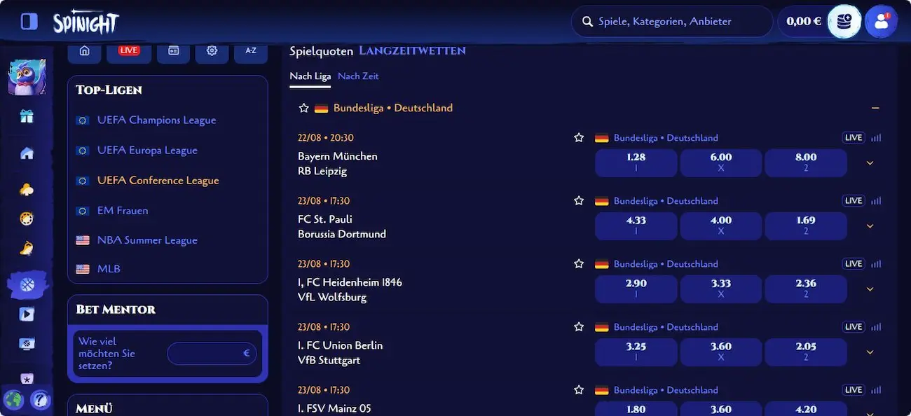 Spinight Sportwetten