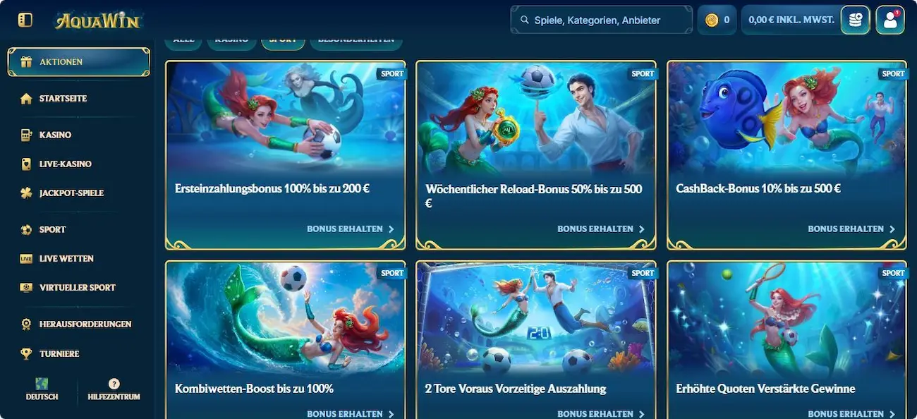 AquaWin SportwettenAquaWin Bonus für Bestandskunden