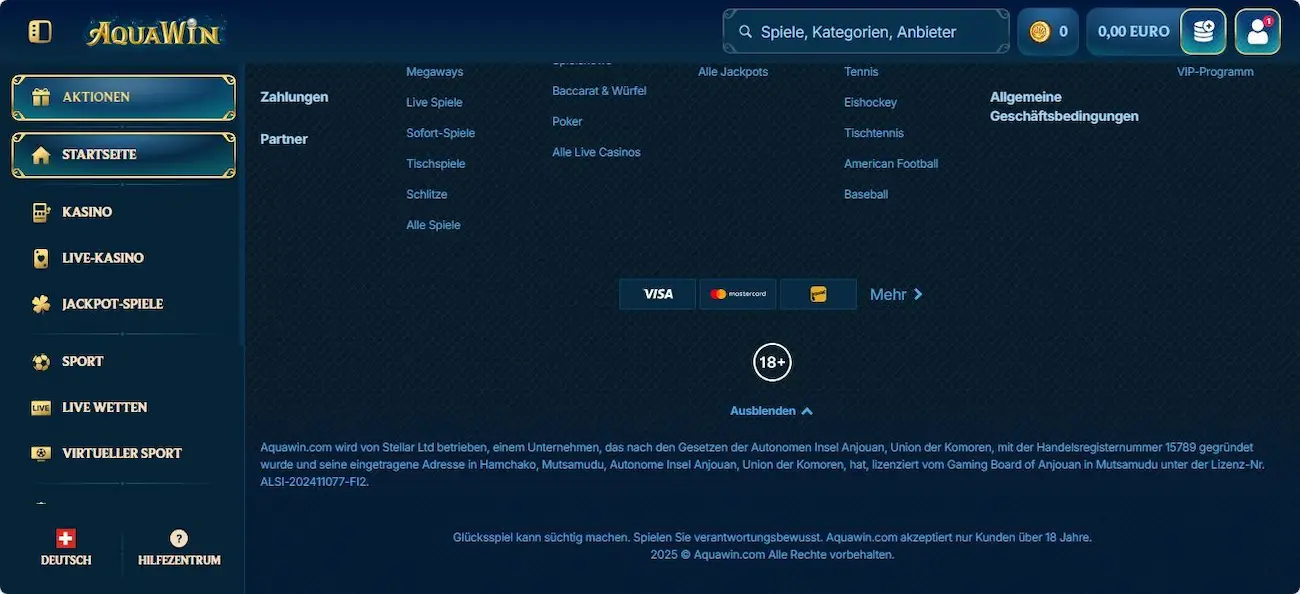 AquaWin Sportwetten Lizenz