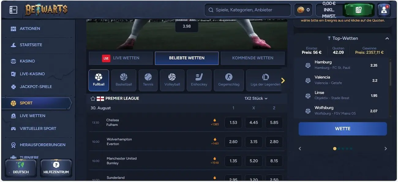 BetWarts SportwettenBetWarts Test