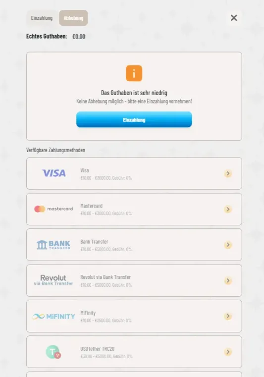 Wyns Erfahrungen mit der Auszahlung