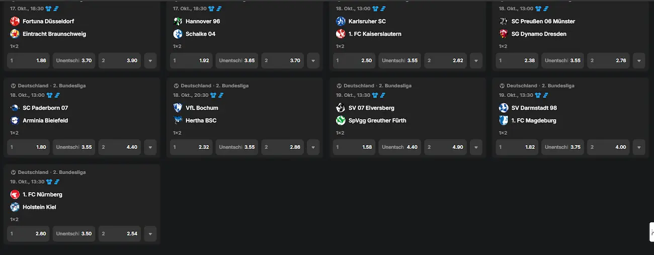 2. Bundesliga Quoten zum 9. Spieltag // Bild: Betblast