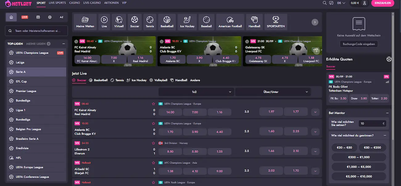 HotLoot Sportwetten Angebot