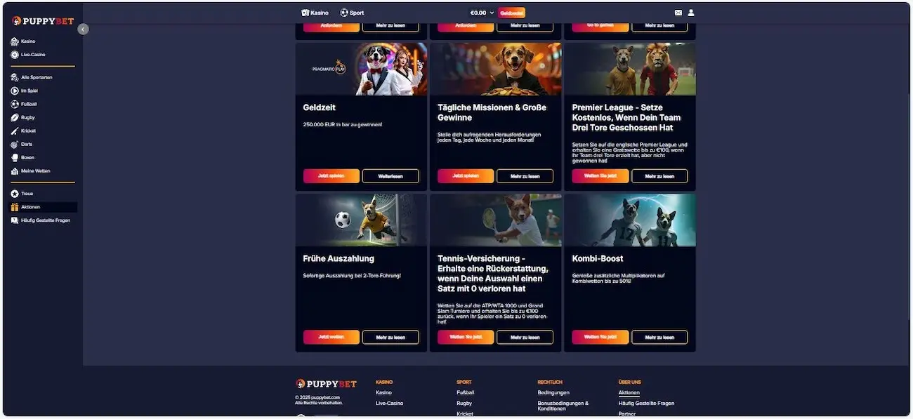 PuppyBet Bonus für Bestandskunden