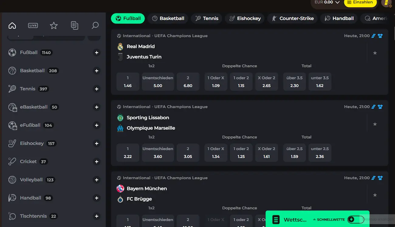 Roulettino Sportwetten Angebot