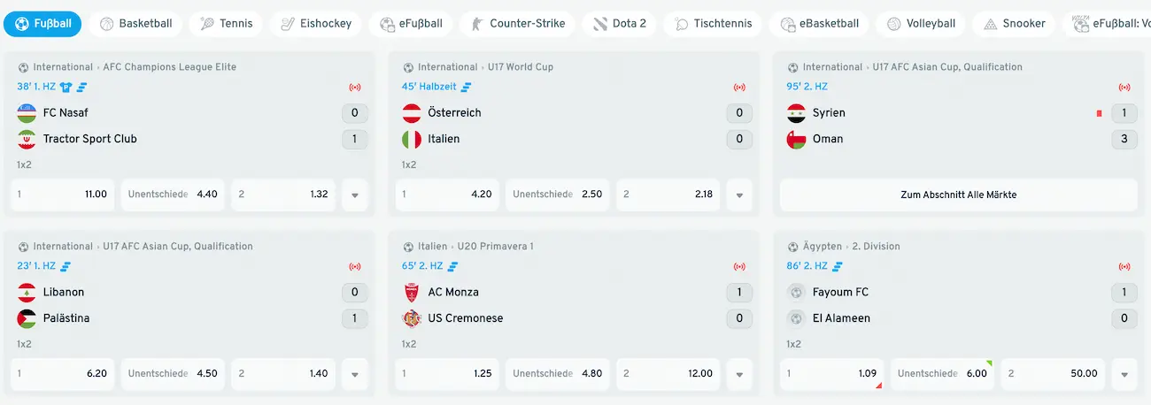 Cryptorino Test der Live-Wetten