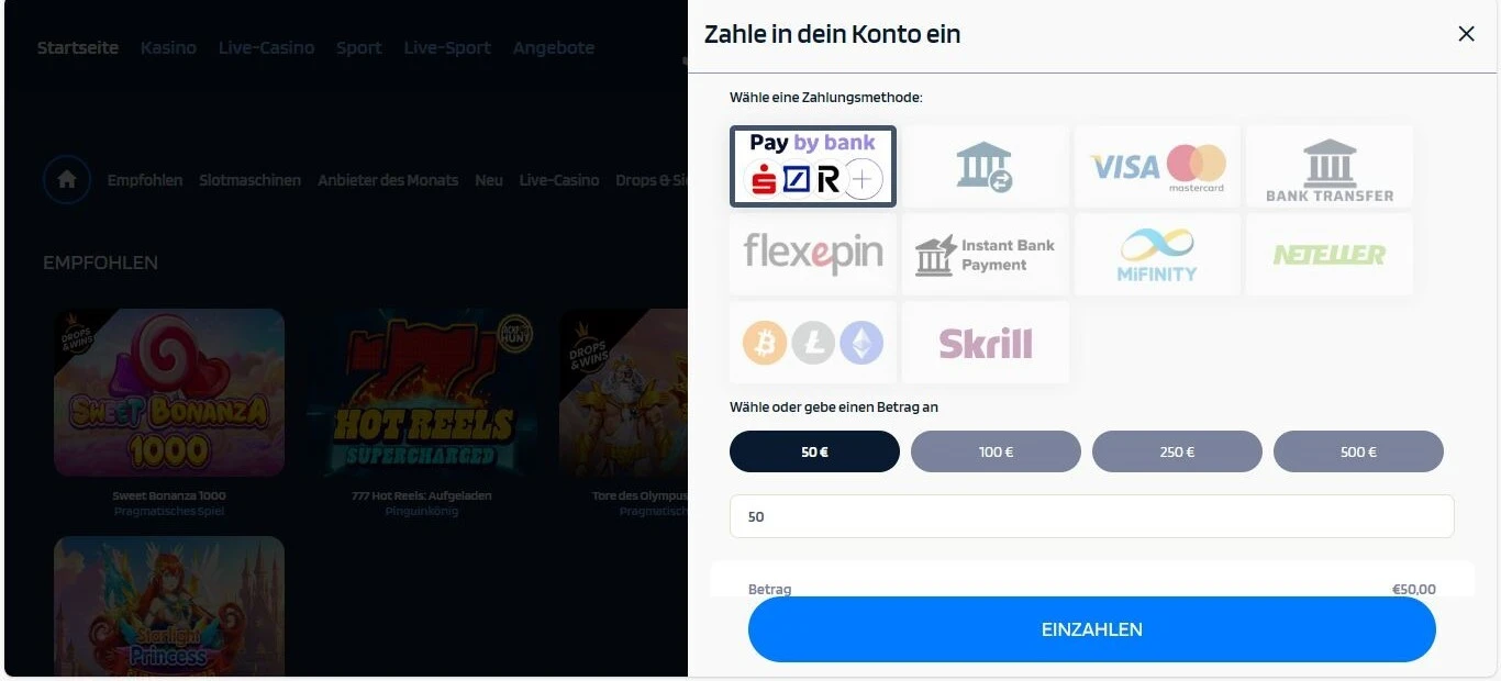 JaaBet Test der Einzahlung