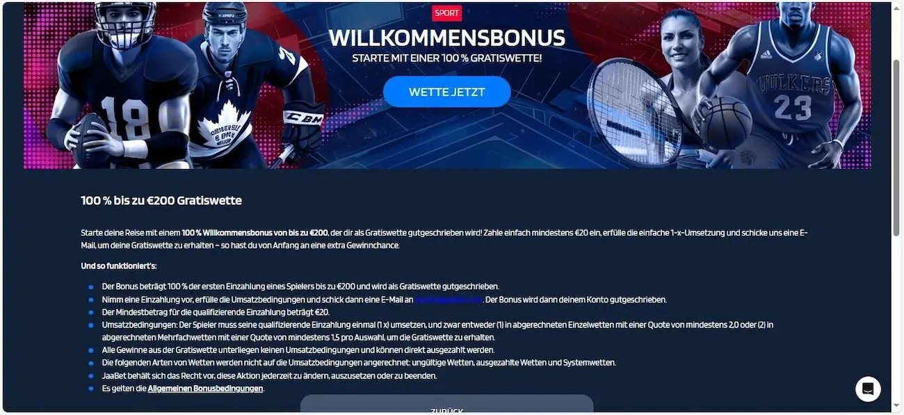 JaaBet Neukunden Bonus