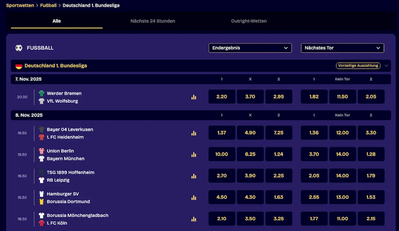 LuckNation Sportwetten Angebot