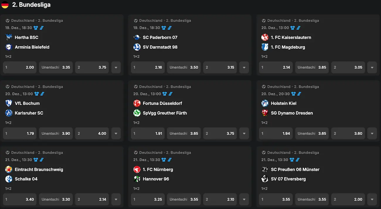 2. Bundesliga Quoten zum 17. Spieltag // Bild: Betblast