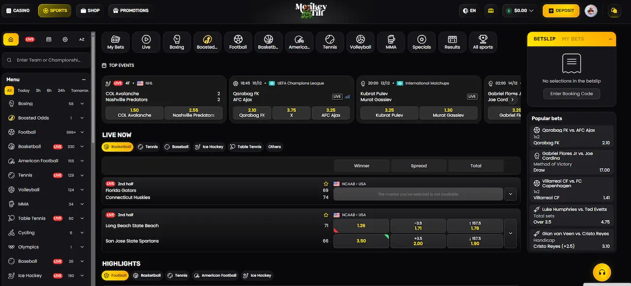 Monkey Tilt Sportwetten