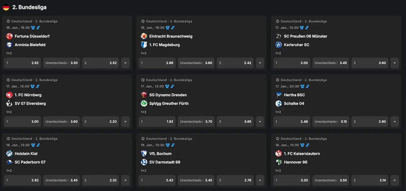 2. Bundesliga Quoten zum 18. Spieltag // Bild: BetBlast
