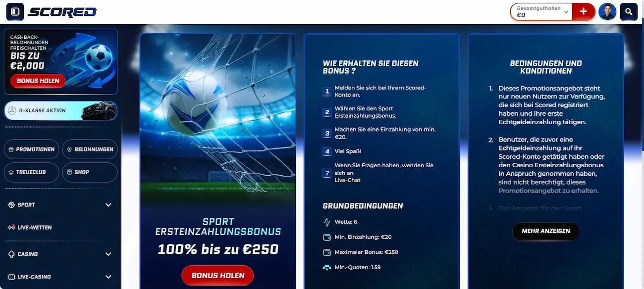 Scored Bonus für Neukunden