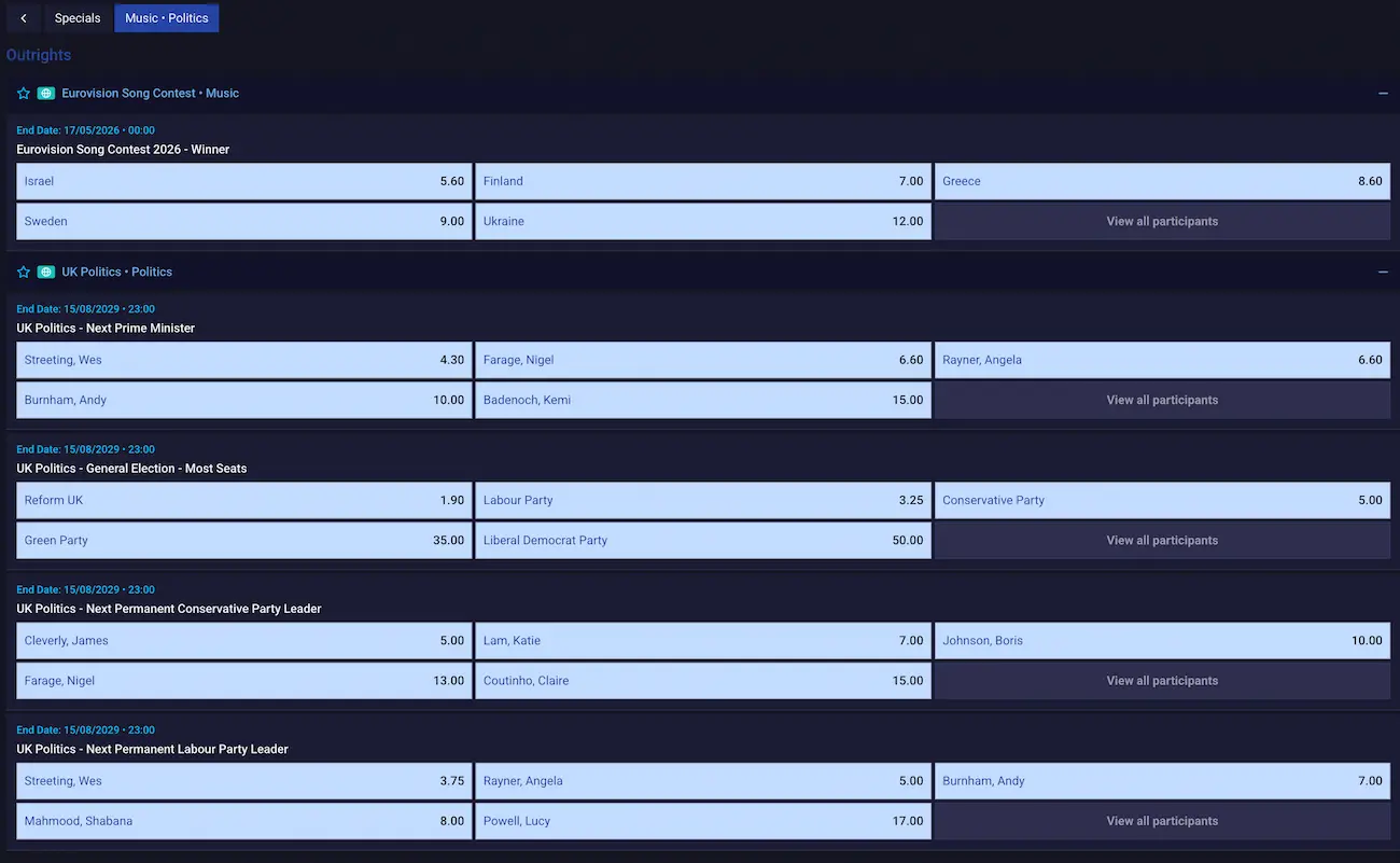 Sportaza Spezialwetten