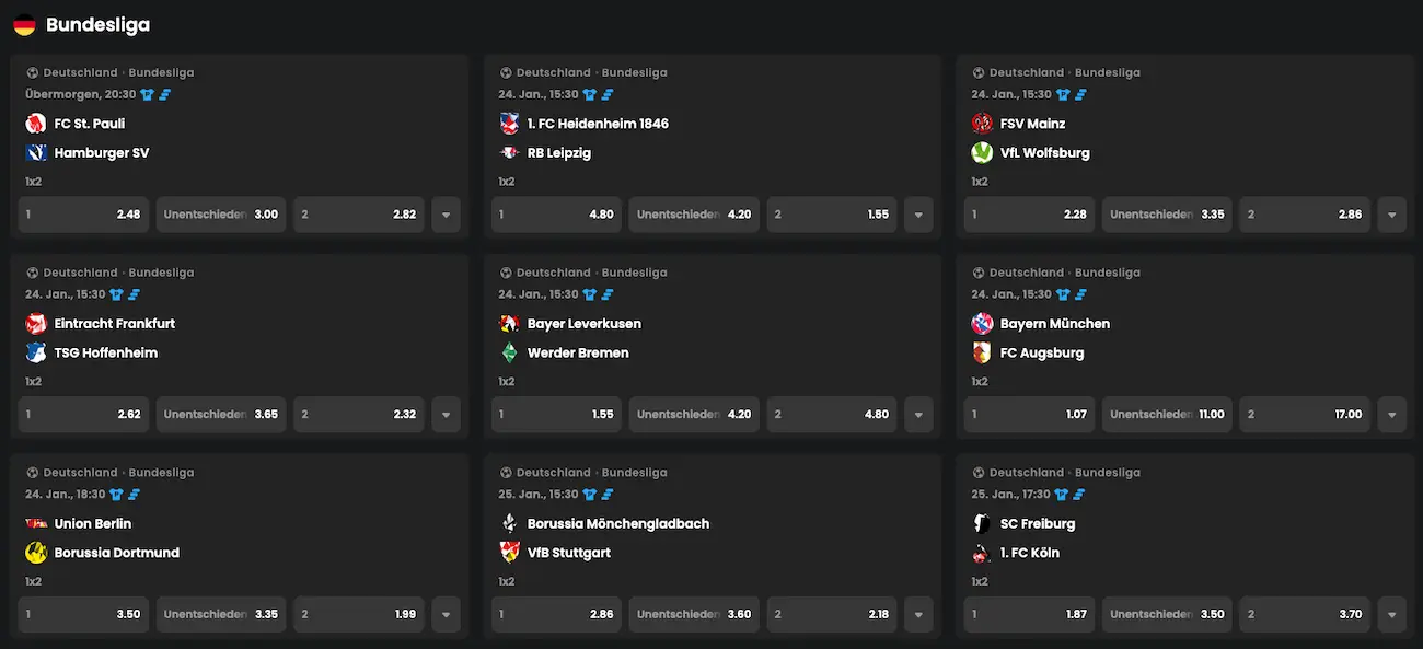 Bundesliga Quoten zum 19. Spieltag // Bild: BetBlast