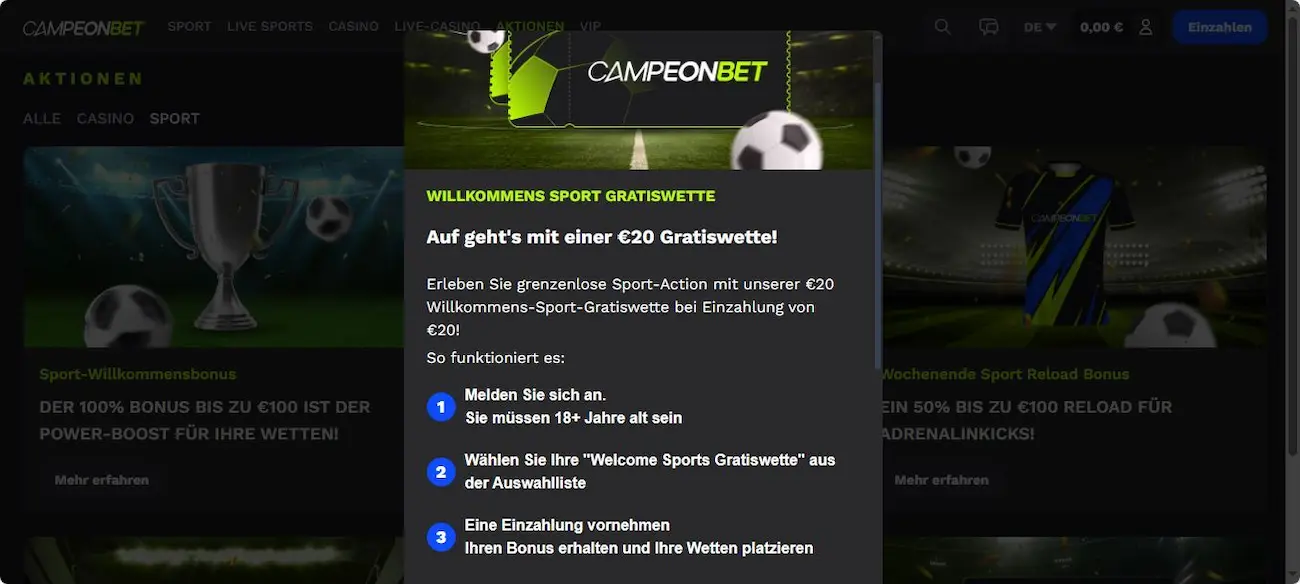 CampeonBet Freiwette