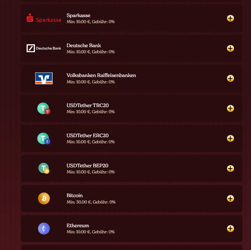 Einzahlungsmethoden bei Casoola - Part 2