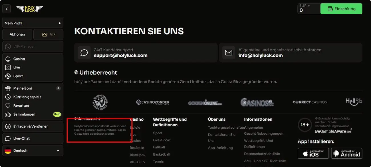 HolyLuck: Erfahrungen mit der Lizenz