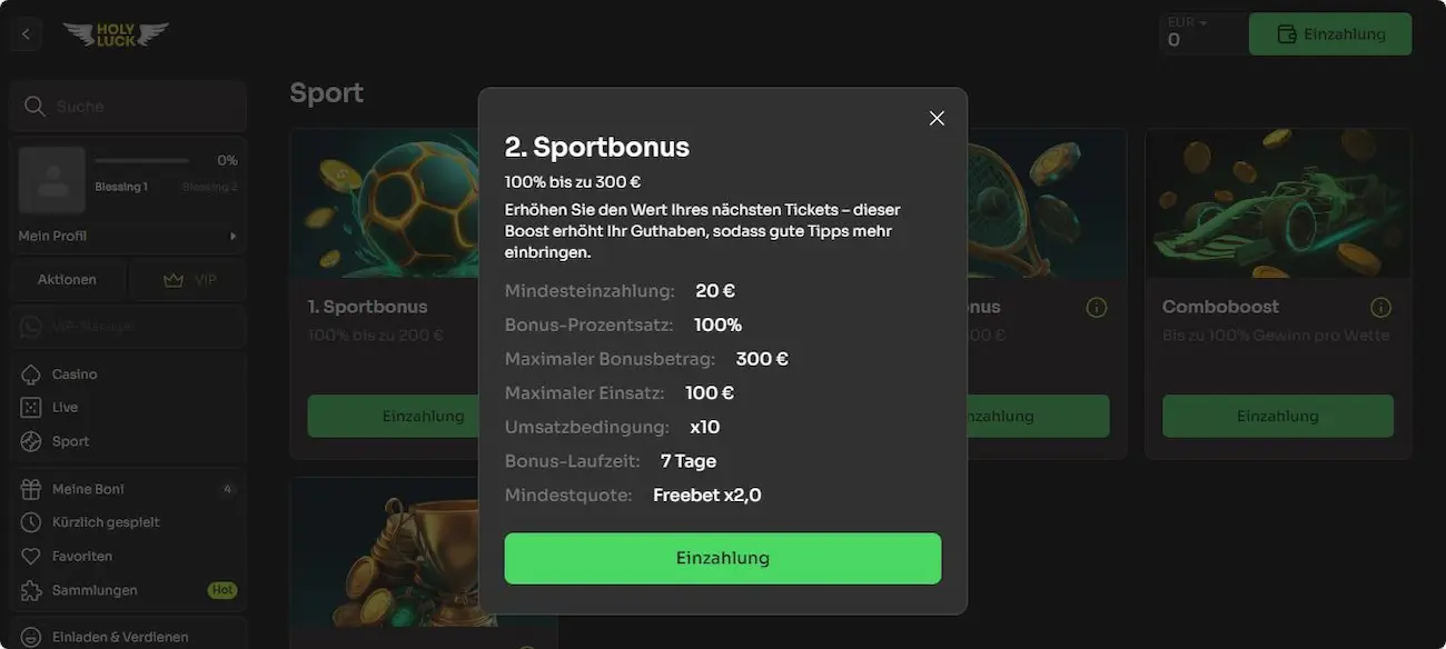 HolyLuck Neukundenbonus - Part II