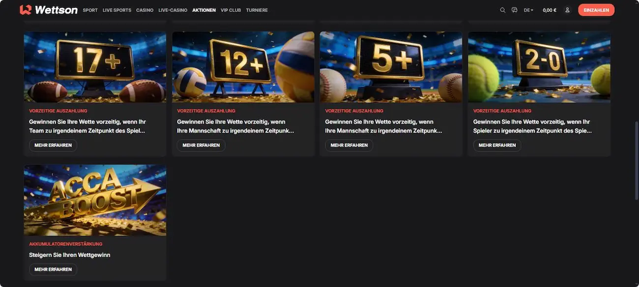 Wettson Angebote für Bestandskunden