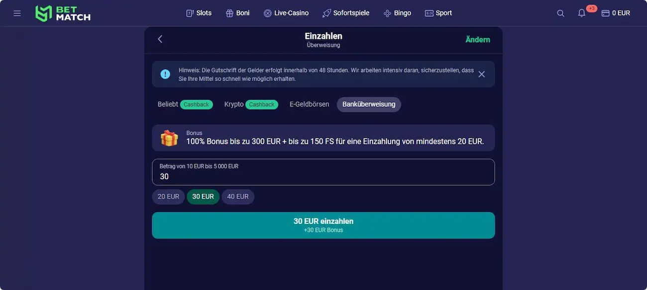 BetMatch Zahlungsmethoden - Part 3