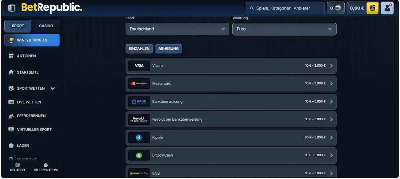BetRepublic Erfahrung mit der Auszahlung
