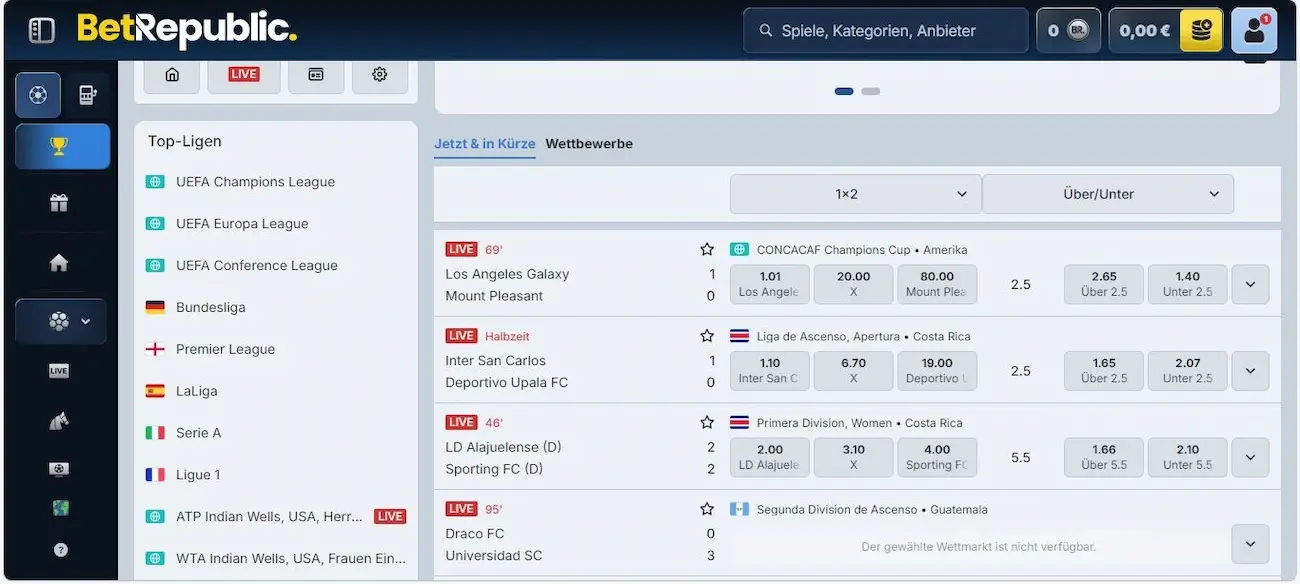 BetRepublic Sportwetten Angebot