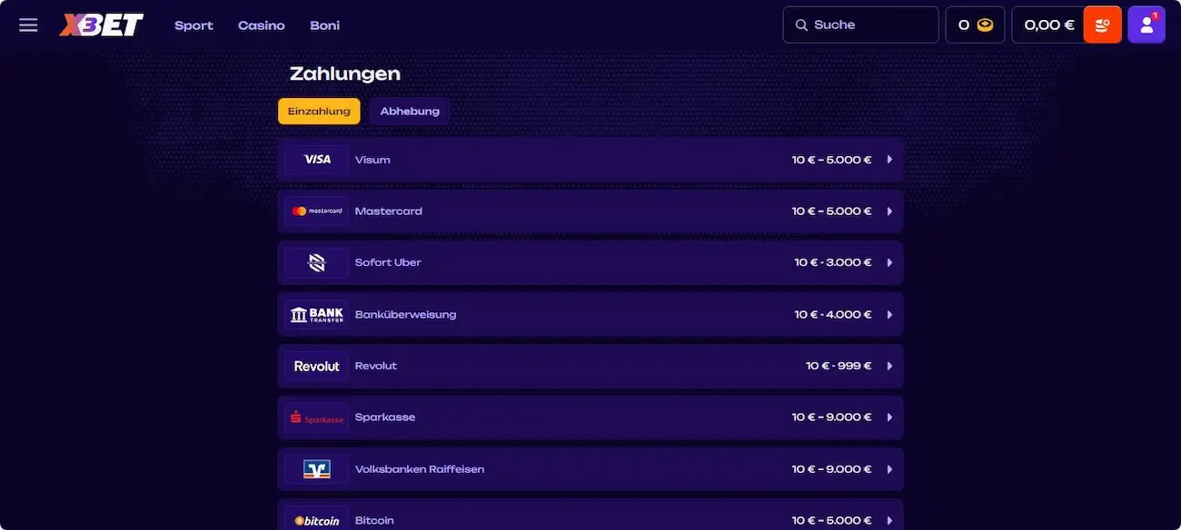 Die X3BET Einzahlungen im Test