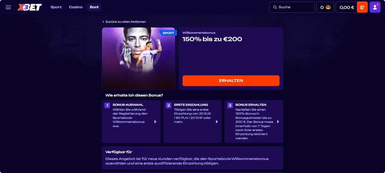 X3BET Neukundenbonus