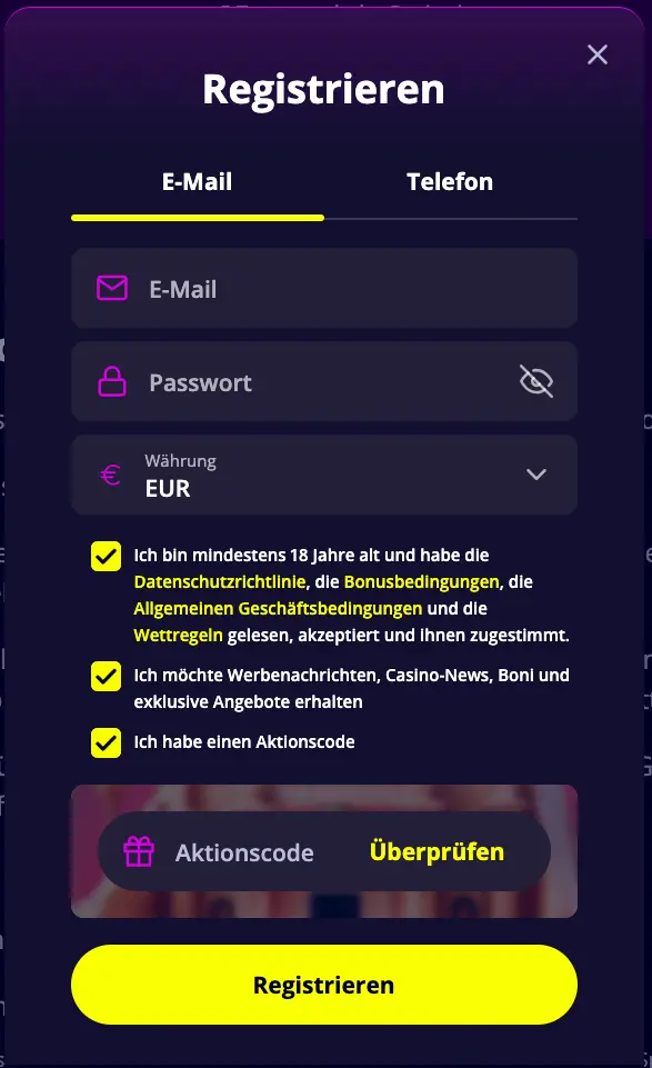 Slotoro Bonus Code: Eintragung möglich, aber nicht zwingend erforderlich