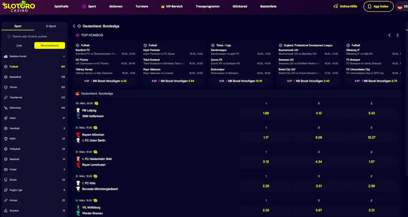 Slotoro Sportwetten Angebot