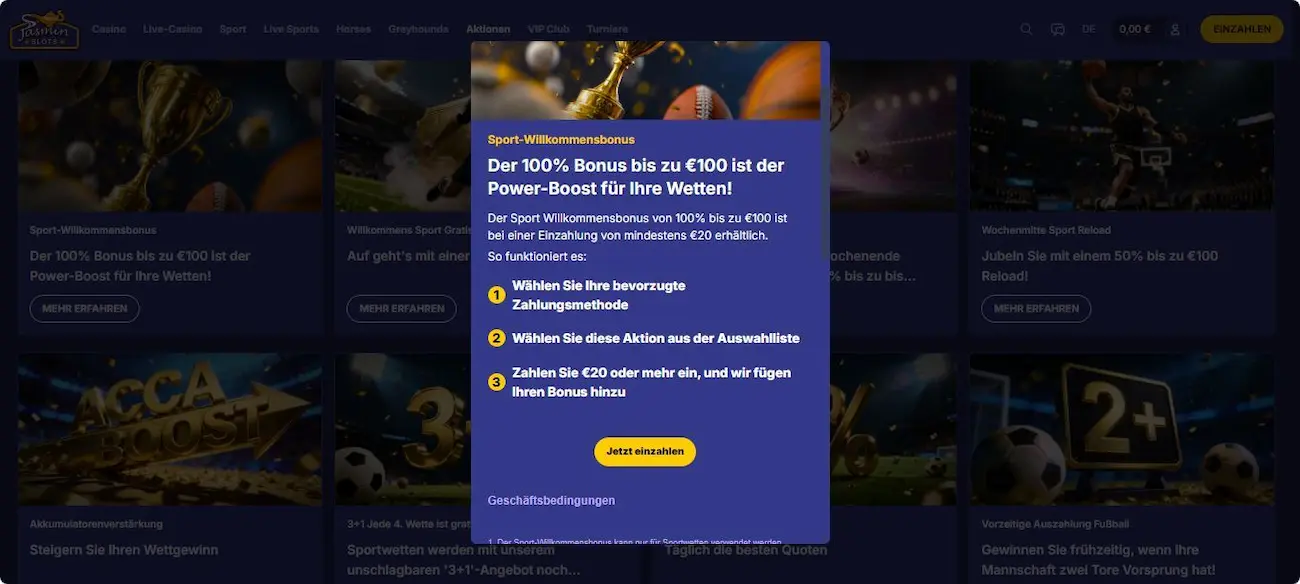 Jasmin Slots Bonus: 100 % bis 100 €