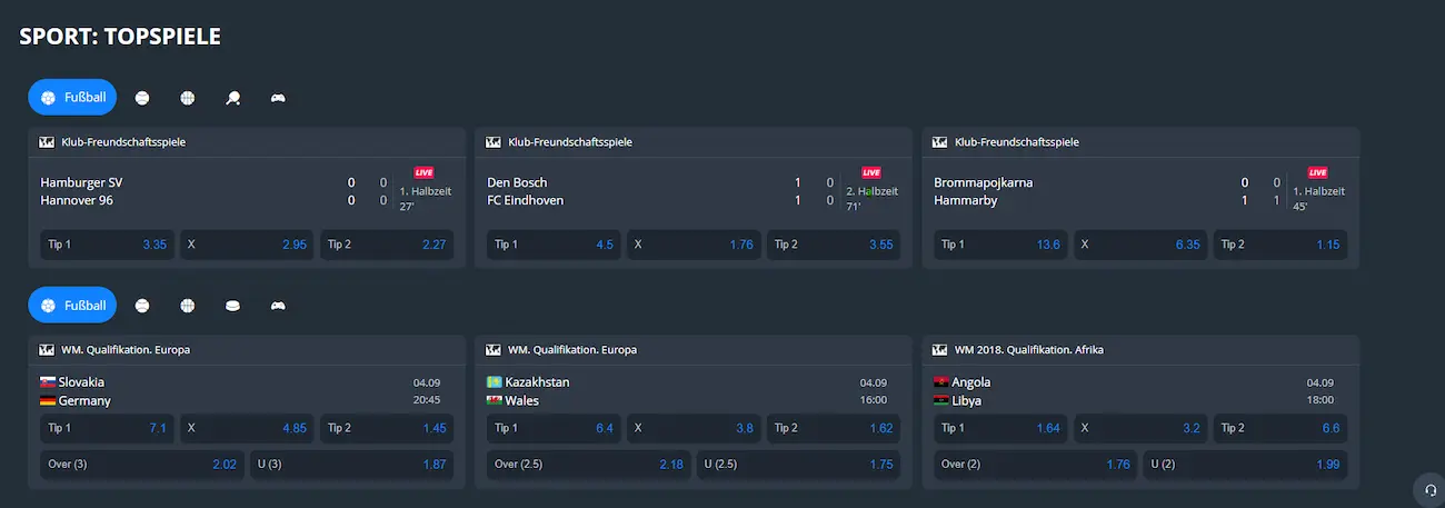 Jet Casino Sportwetten Angebot // Bild: Jet Casino