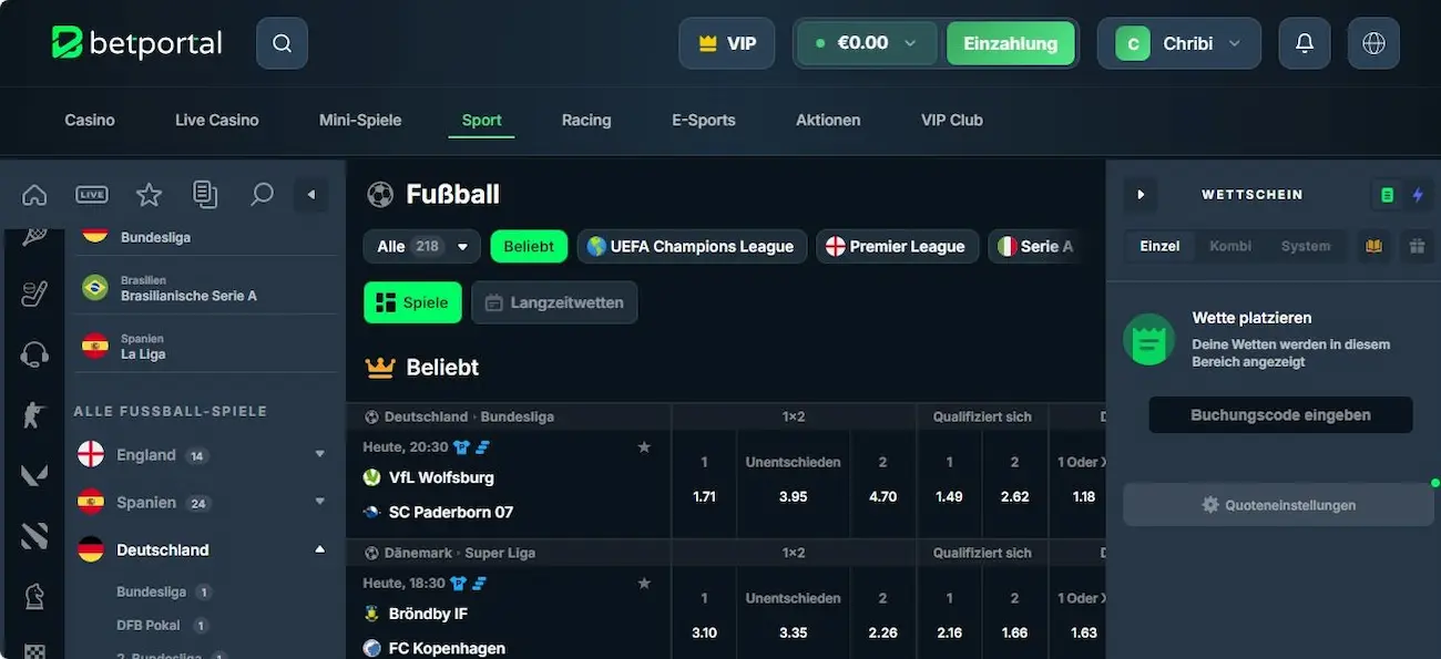 BetPortal Sportwetten: Einblicke in das Angebot