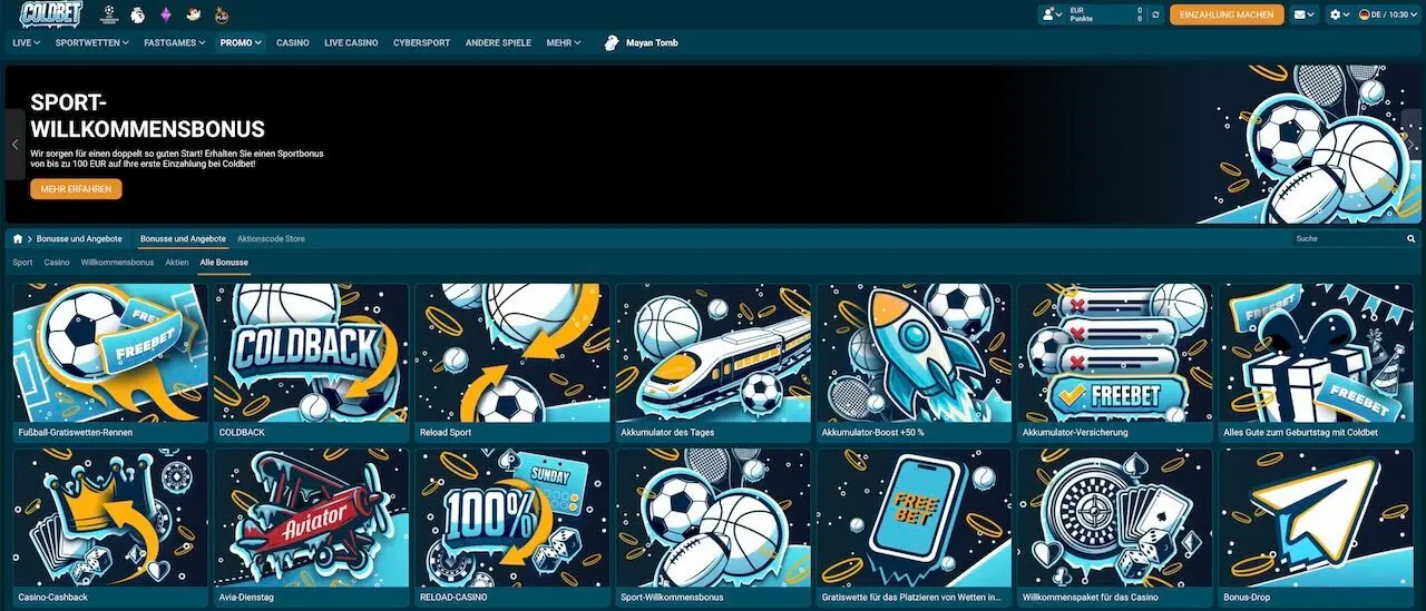 Coldbet Bonus für Sportwetten Neu- und Bestandskunden