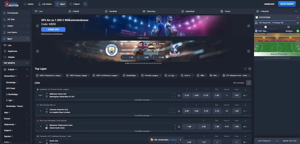 Lucky Hunter Sportwetten Angebot