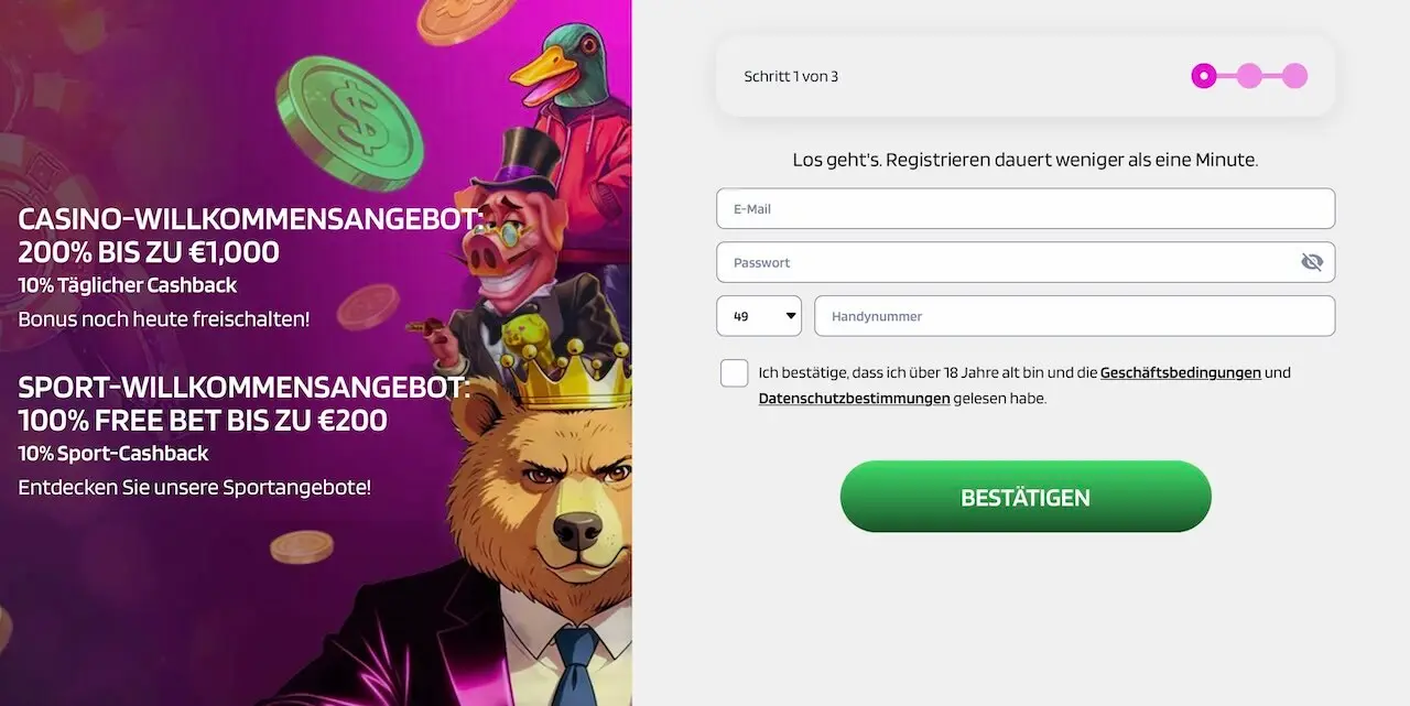 Oha Casino Test: So funktioniert die Registrierung // Bild: Oha Casino