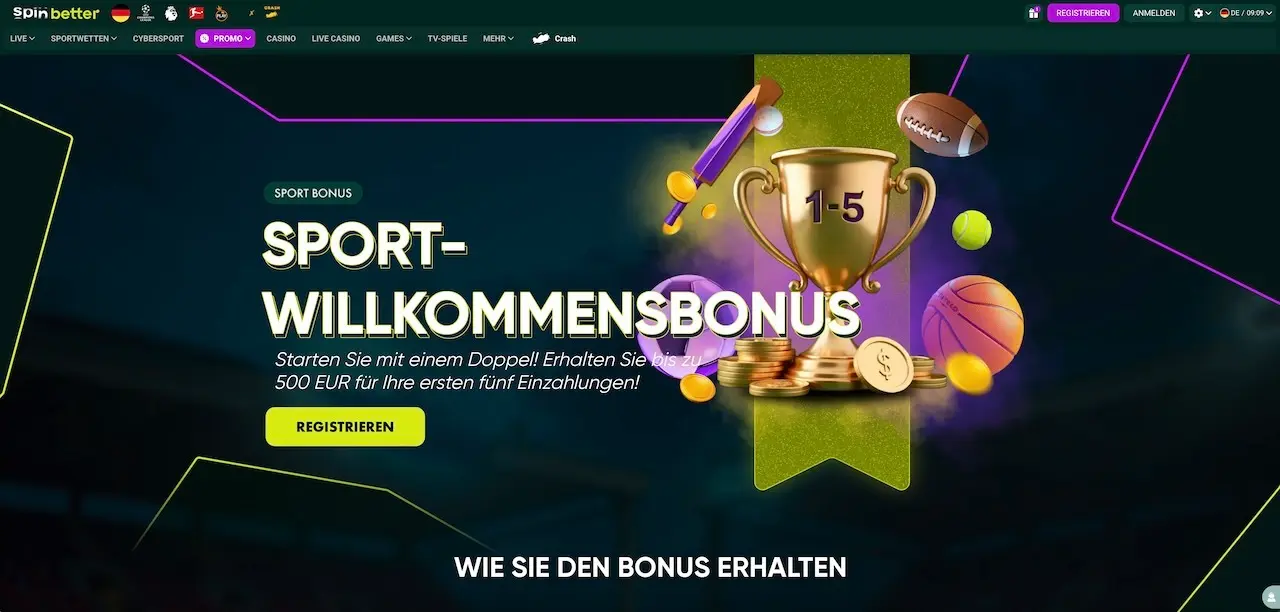 SpinBetter Bonus für Neukunden