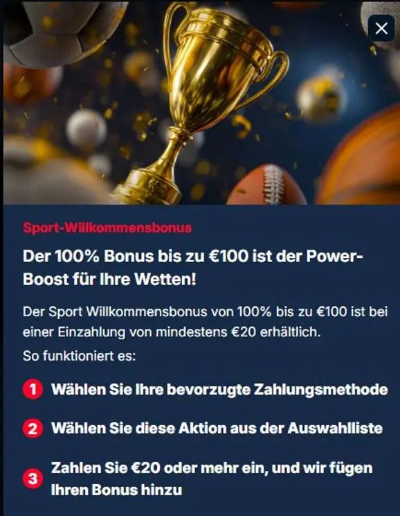 KudosBet Neukundenbonus: Bis zu 100 Euro extra