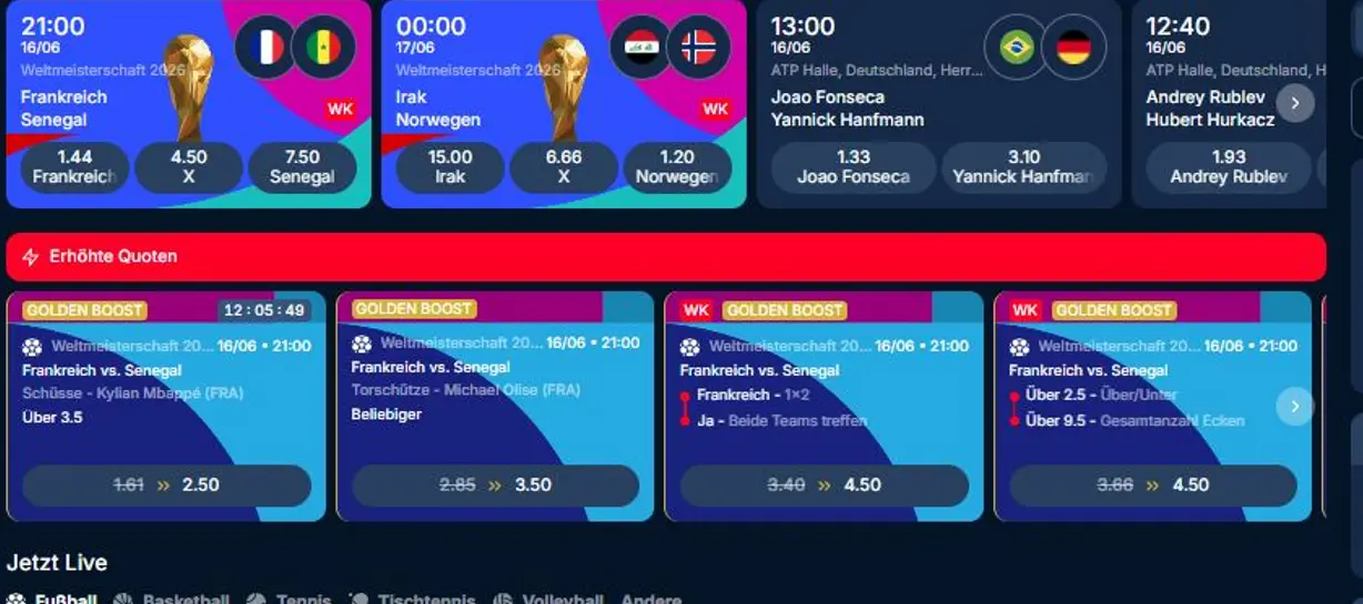 KudosBet Sportwetten: Großes Angebot an Wettoptionen