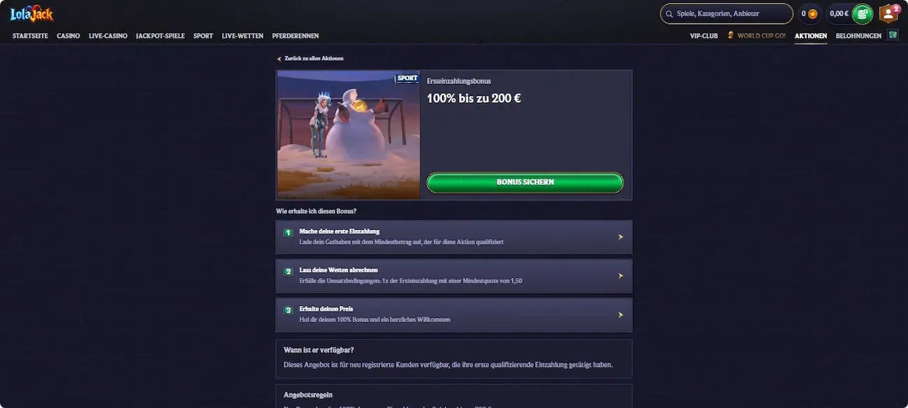 LolaJack Bonus: Erfahrungsbericht vom Neukunden-Angebot